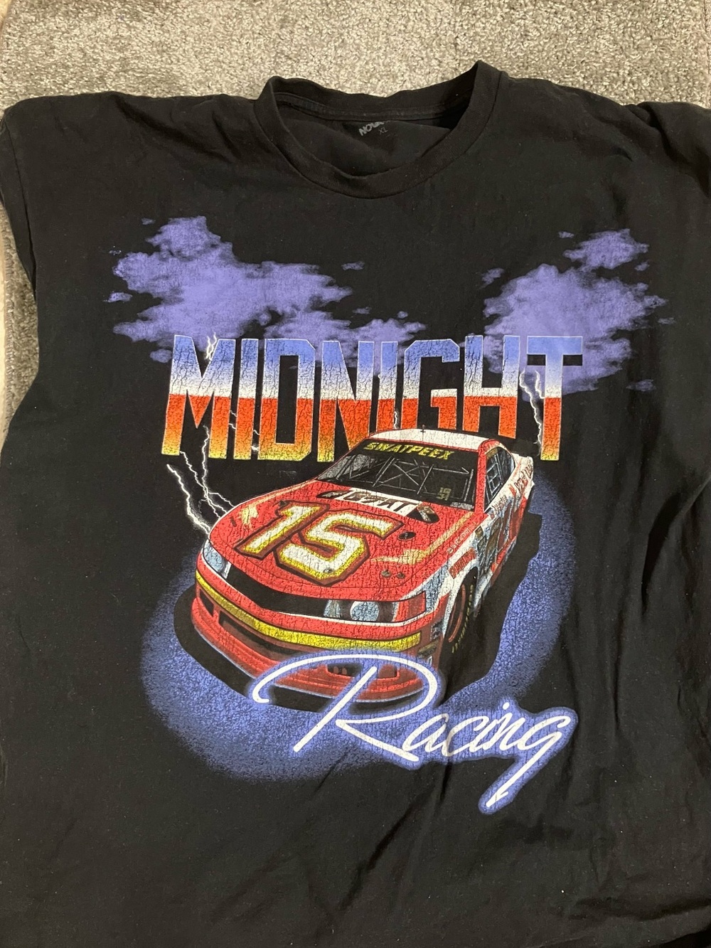 Fashion Nova Black Tee with Red Racing Car Graphic